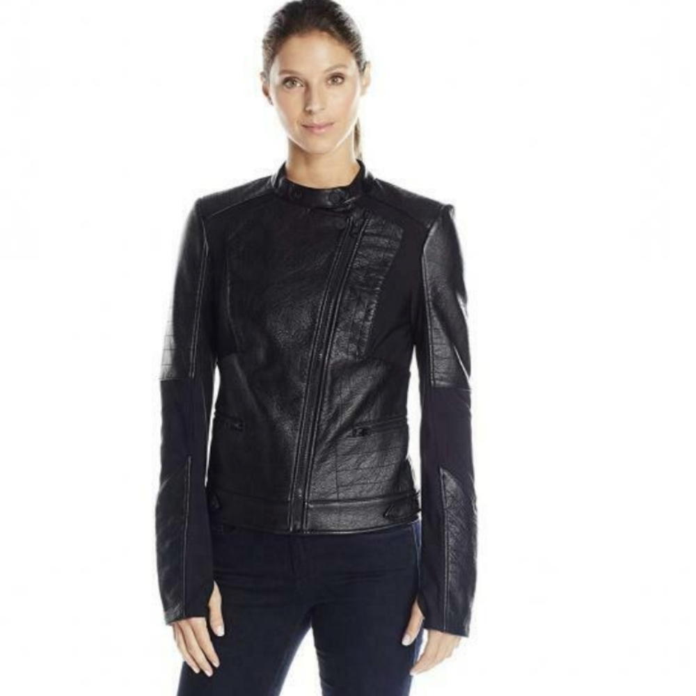 Blanc Noir Vegan Leather Ryder Moto Jacket